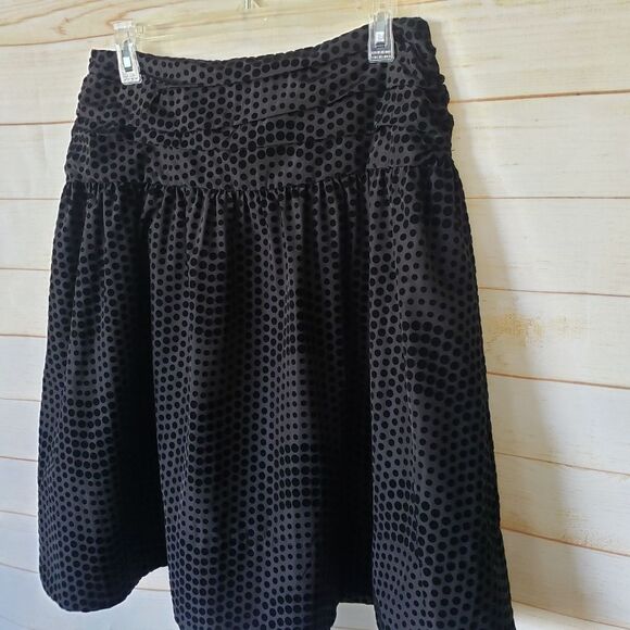 Maeve Taffeta Textured Velvet Polka Dot Skirt Black Size 10 Party Cocktail Skirt - Picture 6 of 14